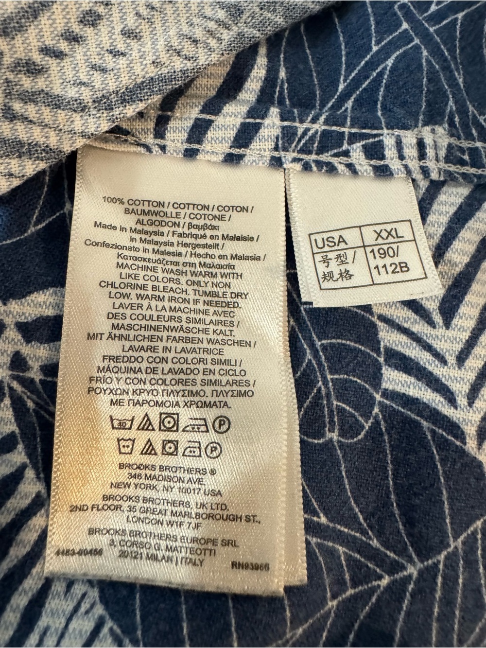 Brooks Brothers Regent 1818 Hawaiian Button Down Cotton Shirt Size XXL Blue - Picture 7 of 8